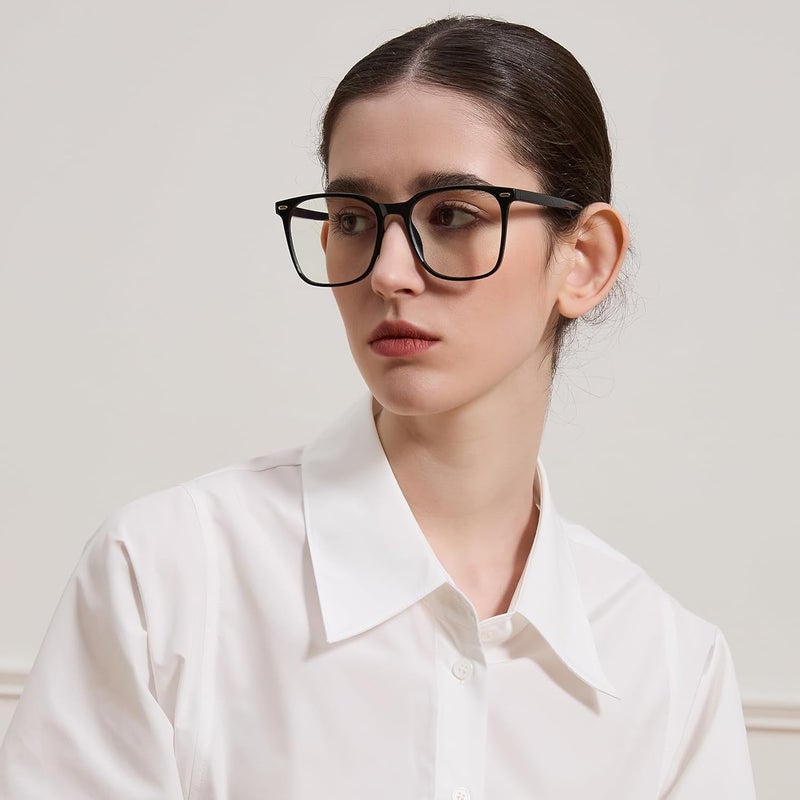 MACJERO 2-Pack Oversized Square Blue Light Blocking Glasses for Women Men, Anti-Fatigue Computer Monitor Gaming Glasses Reduce Eye Strain(Black+Brown) - Image 4